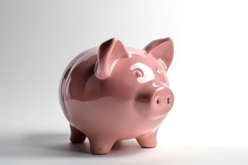 Piggy bank photo-realistic volume on white background ceramics pink funny cute toy finance