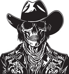 Cowboy skull in a hat Vector Illustration