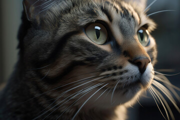 gray cat close-up eyes pet portrait generative ai