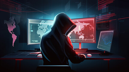 Hacker Breaching Computer System. Cybersecurity Awareness. Protection Against Cyber Threats. network security. generative ai.