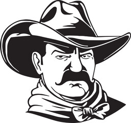 Cowboy in a hat and with a mustache Vector illustration