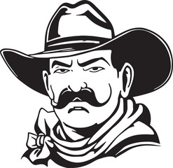Cowboy in a hat and with a mustache Vector illustration