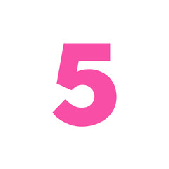 Number five 5 on white background transparent pink color 
