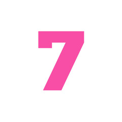 Number seven 7 on white background transparent pink color 
