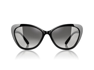 Black elegant fashionable glossy women's sunglasses in a plastic frame with open arches isolated on...