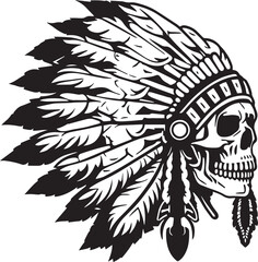 Indian skull Vector illustration, Isolated on the white background