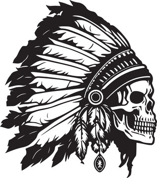 Indian skull Vector illustration, Isolated on the white background