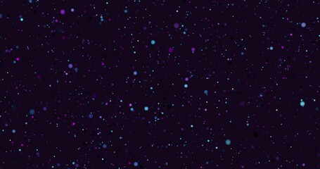 Flight through hyperspace. Traces of the star field in motion. Abstract tunnel speed of light. Stream of bright circles with dissolving effect in space, 4K animation.