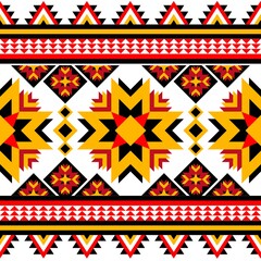 Simple yellow cross embroidery . geometric ethnic seamless pattern on white background native style abstract vector illustation.Design for clothing,carpet,fabric,tile.