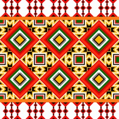 seamless pattern with simple  shape orange .geometric ethnic seamless pattern on yellow background native style abstract vector illustation.Design for clothing,carpet,fabric,tile.