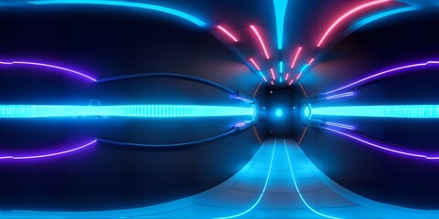 Photo of a mesmerizing neon-lit tunnel with abstract design