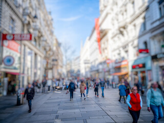 Obraz premium crowd of people walking on busy street 