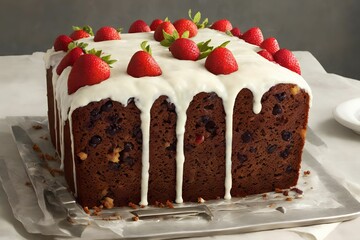 Sliced fruit Loaf Cake, generative art by A.I.