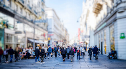 crowd of people walking on busy street 