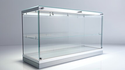 Glass Display Case . white background, generative ai