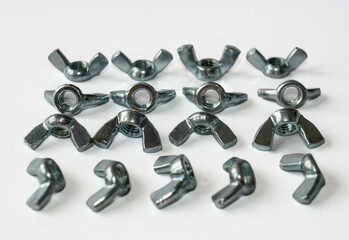 Wing nut DIN 314. Lots of industrial galvanized steel wing nuts