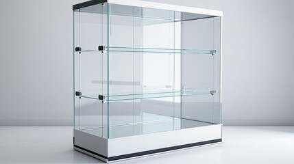 Glass Display Case . white background, generative ai