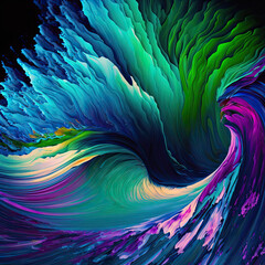 High-Angle Shot of Vibrant Abstract Waves in Motion Created Using Generative Ai