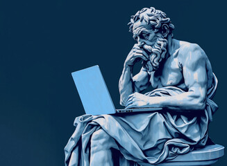 Michelangelo working on a laptop