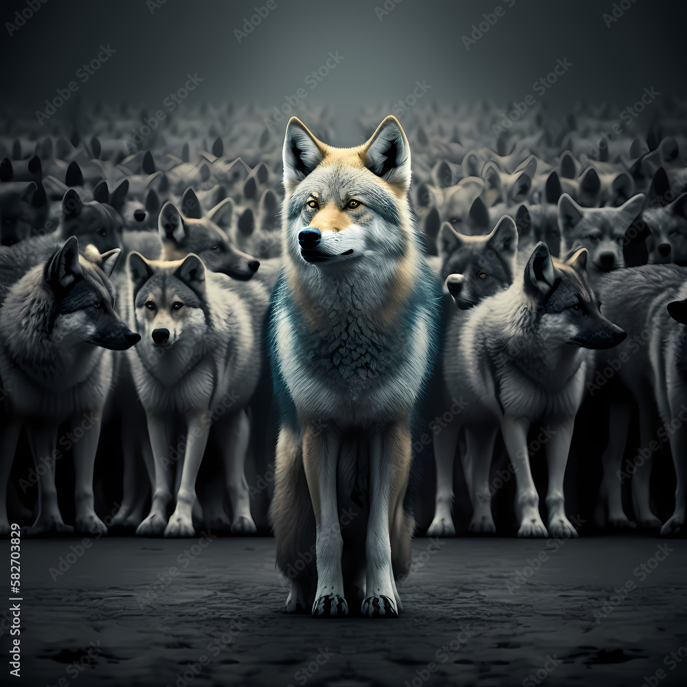 Canvas Prints Wolf Leadership Concept. Generative AI