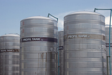 Large water tanks on top of the building