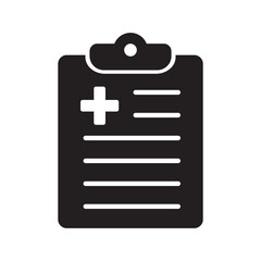 Medical history icon, medical report symbol. Health care clipboard icon. Medical card icon.