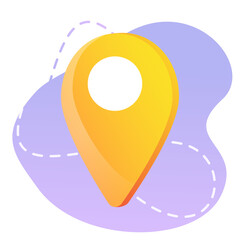 A bright placemark for a location on the map