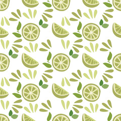 Citrus seamless pattern. Summer time vacation background. Cute hand drawn vector illustration with lime