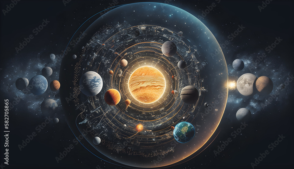 Wall mural planets in space concept-ai generative