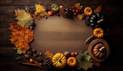 Thanksgiving Holiday - wood table background with copy space for text, Generative ai