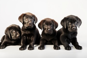 Obraz premium Isolated Labrador pups on a white backdrop. Generative AI