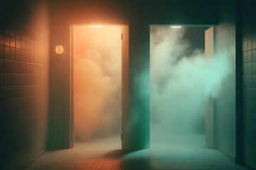 spa hamam steam room with hot air, relaxation procedures Generative AI