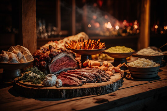 assorted meat buffet Generative AI