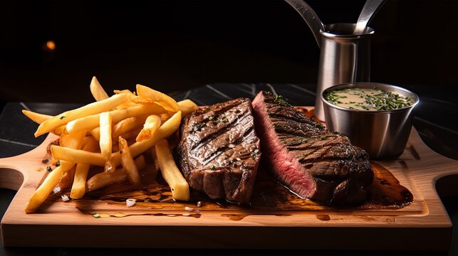 steak with fries