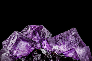 violet fluorite (also called fluorspar) druse crystal. macro detail texture background. close-up raw rough unpolished semi-precious gemstone - obrazy, fototapety, plakaty
