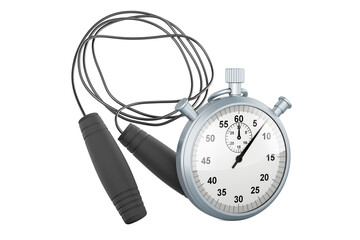 Skipping rope or jump rope with stopwatch, 3D rendering