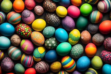 Fototapeta na wymiar Colourfully painted Easter Eggs