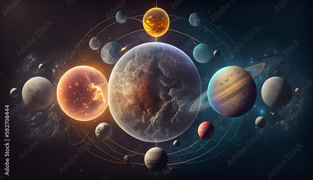 Wall mural planet in space from another galaxy solar system -ai generative