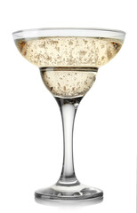champagne in margarita glass isolated on white