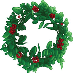 Mistletoe Christmas Wreath Garland Clipart design element isolated on white background new year celebration element for pattern, decoration, planner sticker, sublimation and more.