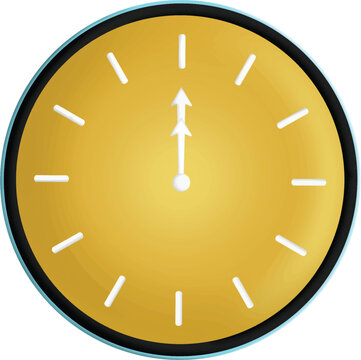 Wall Clock midnight New Year Isolated Clipart Illustration. Party Clipart for anniversary celebration design, planner sticker, pattern, background, invitations, greeting cards, sublimation.