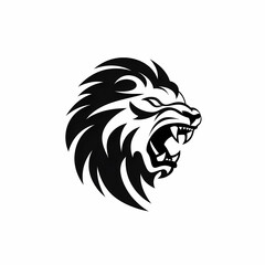 Obraz premium Lion Head Black And White Isolated WHite. Generative AI
