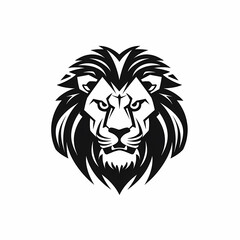 Obraz premium Lion Head Black And White Isolated WHite. Generative AI