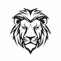 Plakat Lion Head Black And White Isolated WHite. Generative AI