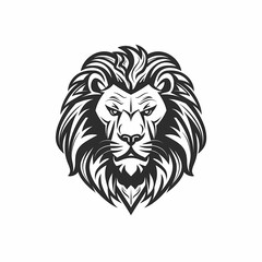 Fototapeta premium Lion Head Black And White Isolated WHite. Generative AI