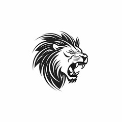 Obraz premium Lion Head Black And White Isolated WHite. Generative AI