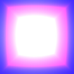 Ilustracja przedstawiająca trójkolorowy kwadrat. Brzegi są niebieskie, przechodzą w kolor różowy, a ten w wypełniający środek kolor biały. - obrazy, fototapety, plakaty