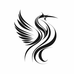 Fototapeta premium Phoenix Black and White Isolated White. Generative AI
