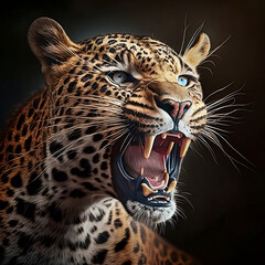 Fototapeta na wymiar Der brüllende Leopard