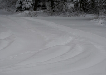 Snowy road in the countryside